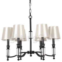 Lustre estilo vela contemporâneo retrô preto de 6 luzes