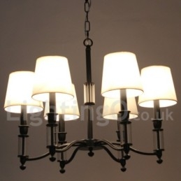 Lustre estilo vela contemporâneo retrô preto de 6 luzes