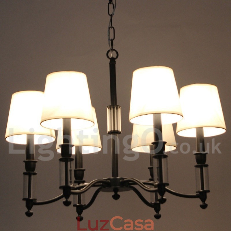 Lustre estilo vela contemporâneo retrô preto de 6 luzes