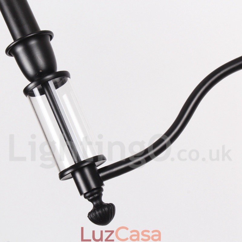 Lustre estilo vela contemporâneo retrô preto de 6 luzes