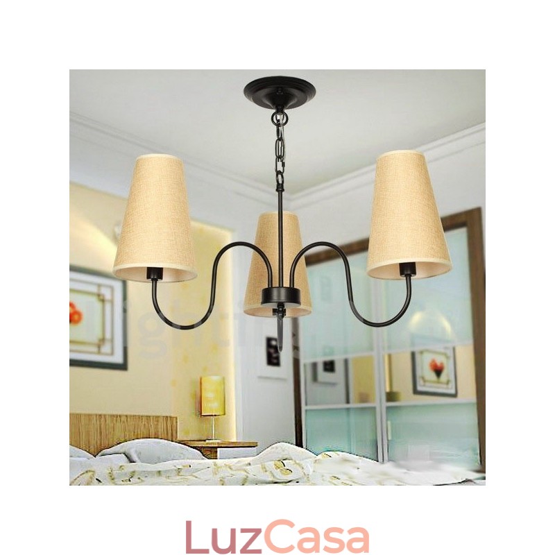 Lustre estilo vela estilo mediterrâneo retrô de 3 luzes