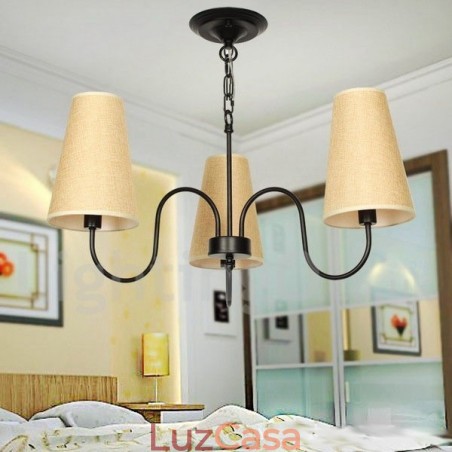 Lustre estilo vela estilo mediterrâneo retrô de 3 luzes Lustre estilo vela estilo mediterrâneo retrô de 3 luzes