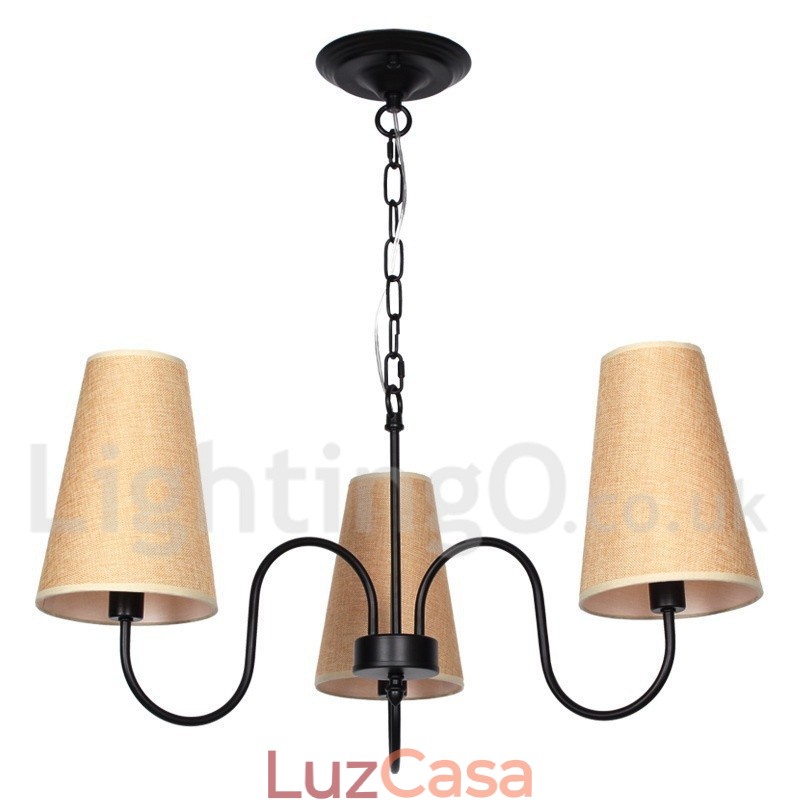 Lustre estilo vela estilo mediterrâneo retrô de 3 luzes