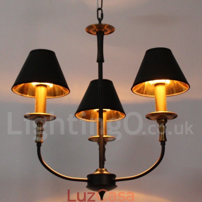 Lustre estilo vela retrô contemporâneo de 3 luzes