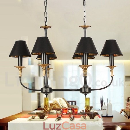 Lustre estilo vela retrô contemporâneo de 6 luzes Lustre estilo vela retrô contemporâneo de 6 luzes