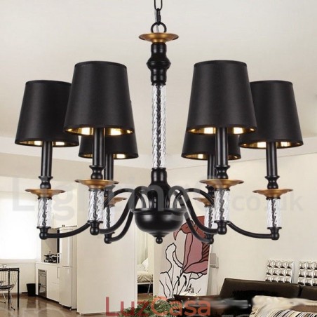 Lustre estilo vela retrô preto de 6 luzes Lustre estilo vela retrô preto de 6 luzes