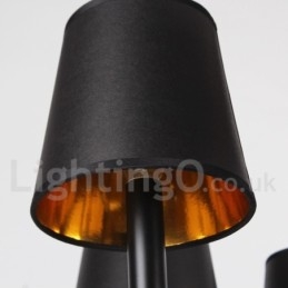 Lustre estilo vela retrô preto de 6 luzes