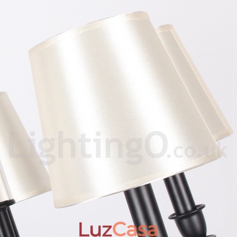 Lustre grande preto de 12 luzes, 2 níveis, estilo retrô, contemporâneo, estilo vela