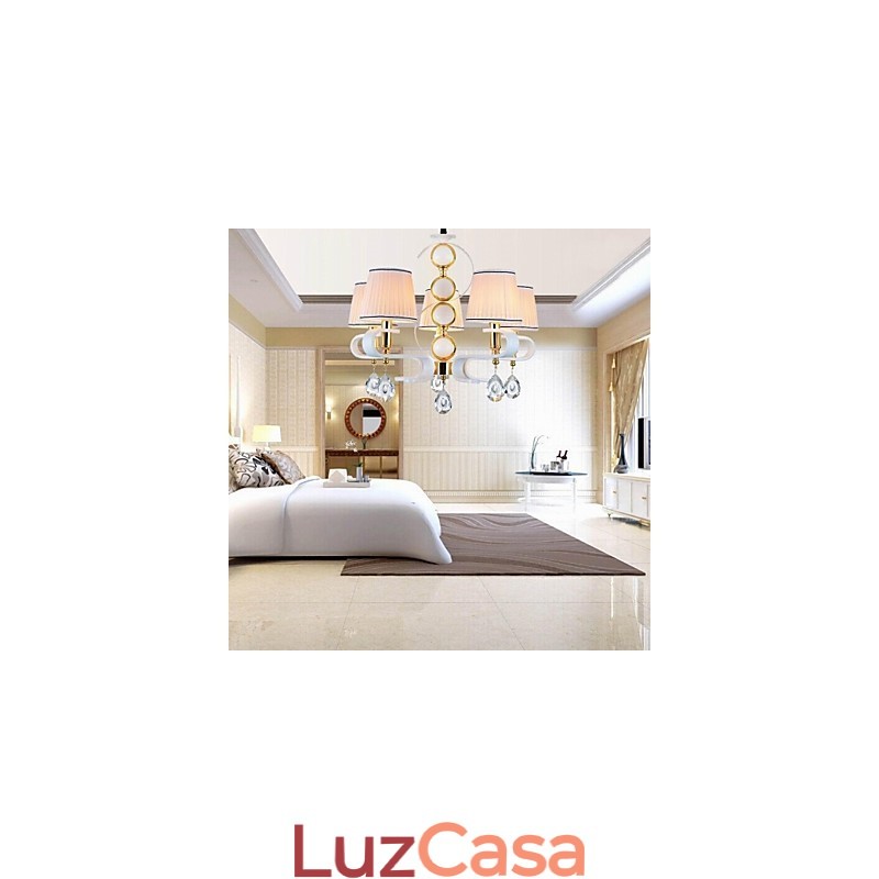Lustre de tecido 5 luzes moderno minimalista lâmpada de alta qualidade