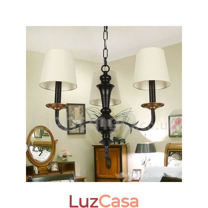 Lustre estilo vela retrô contemporâneo de 3 luzes