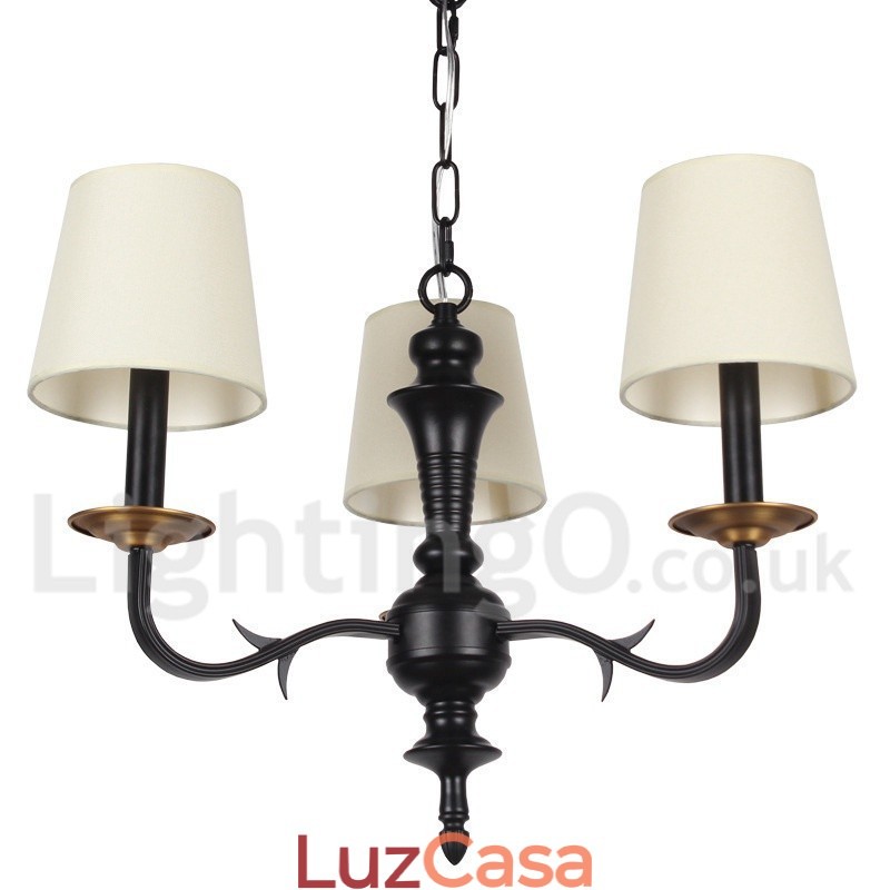 Lustre estilo vela retrô contemporâneo de 3 luzes