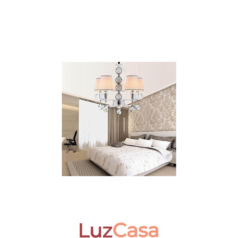 Lustre de tecido 5 luzes moderno minimalista lâmpada de alta qualidade