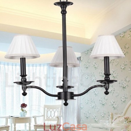 Lustre estilo vela preta contemporânea retrô de 3 luzes Lustre estilo vela preta contemporânea retrô de 3 luzes