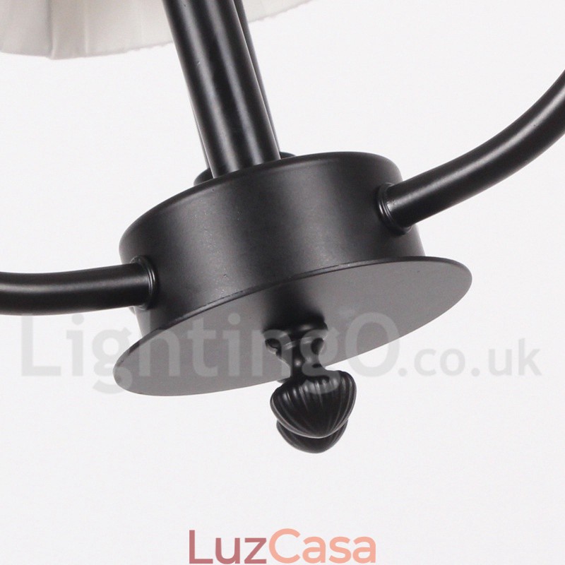 Lustre estilo vela preta contemporânea retrô de 3 luzes