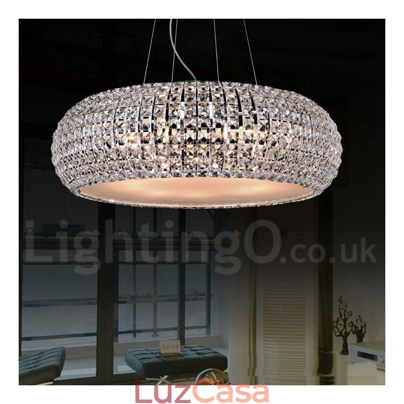 Moderno K9 Cristal Teto Pendente Luz Interior Lustre Tambor Iluminação Lâmpadas Luminárias