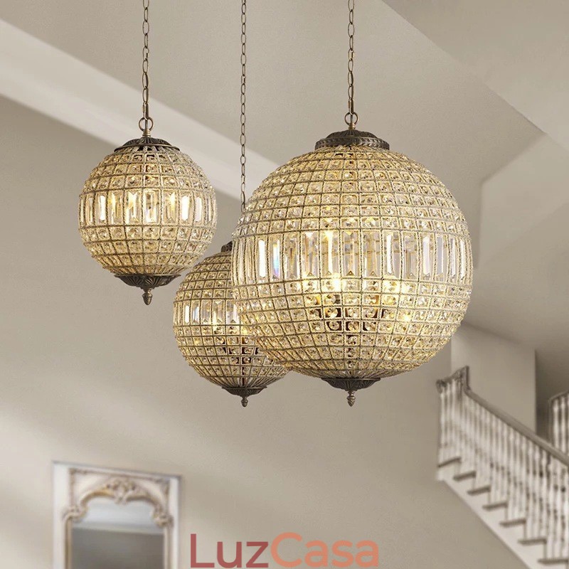 Globe Modern K9 Cristal Teto Pendente Luz Interior Lustre Tambor Iluminação Lâmpadas Luminárias
