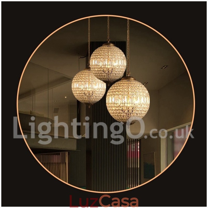 Globe Modern K9 Cristal Teto Pendente Luz Interior Lustre Tambor Iluminação Lâmpadas Luminárias