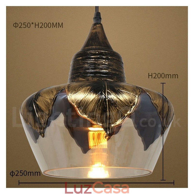 Luminária pendente de vidro retrô europeia para sala de estar