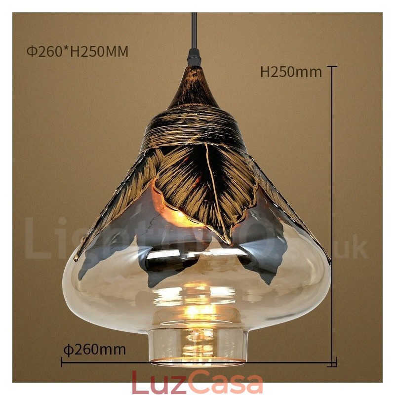 Luminária pendente de vidro retrô europeia para sala de estar