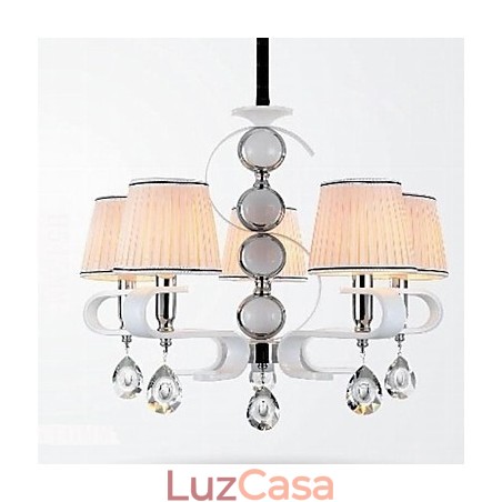 Lustre de tecido 5 luzes lâmpada de alta qualidade anel de prata jade branco Lustre de tecido 5 luzes lâmpada de alta qualidade anel de prata jade branco