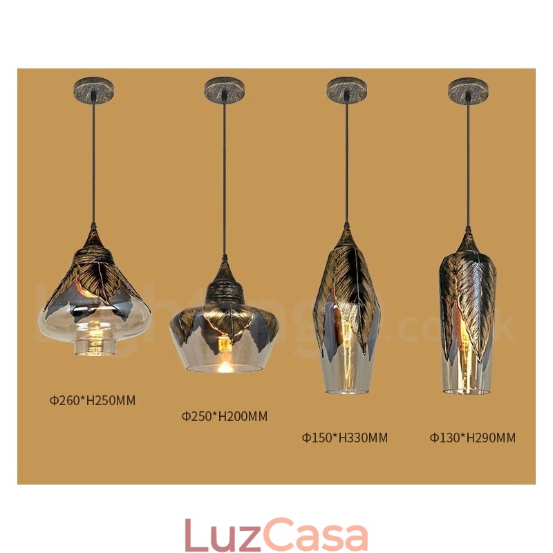 Luminária pendente de vidro retrô europeia para sala de estar