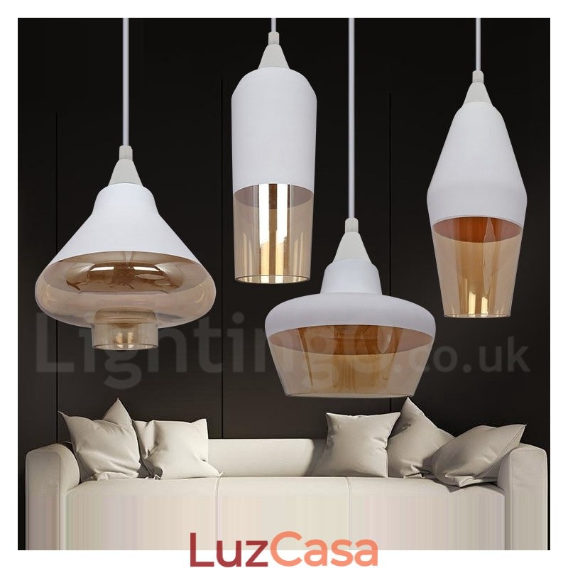 Luminária pendente de vidro estilo lounge retrô europeu