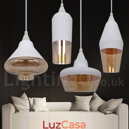 Luminária pendente de vidro estilo lounge retrô europeu Luminária pendente de vidro estilo lounge retrô europeu