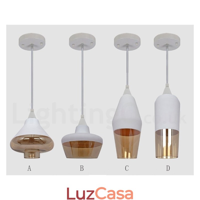 Luminária pendente de vidro estilo lounge retrô europeu