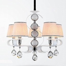 Lustre de tecido 5 luzes lâmpada de alta qualidade anel de prata jade branco