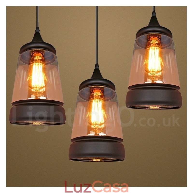 Luminária pendente de vidro estilo lounge retrô europeu