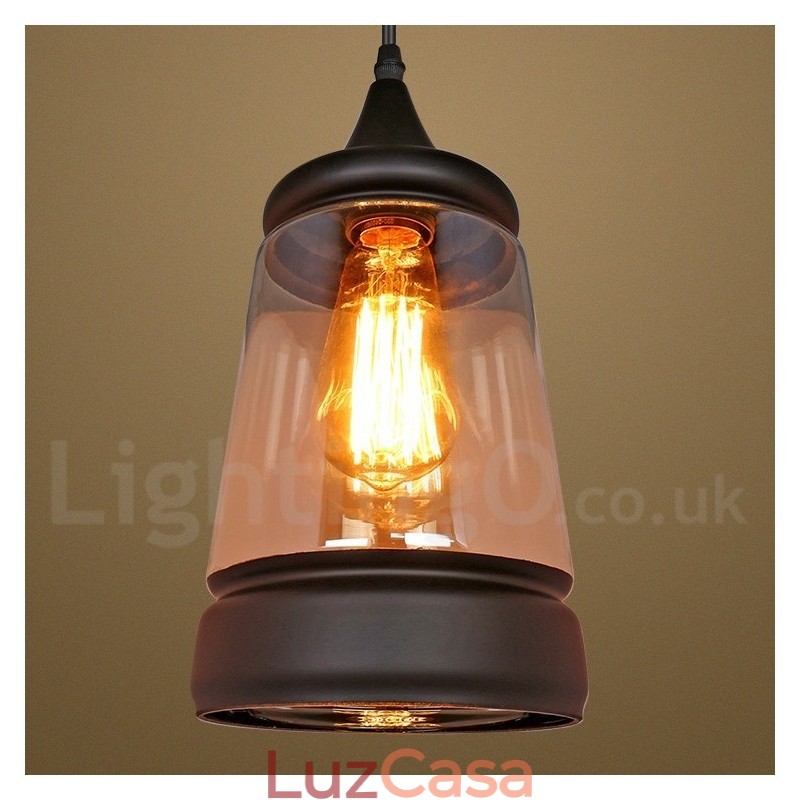 Luminária pendente de vidro estilo lounge retrô europeu