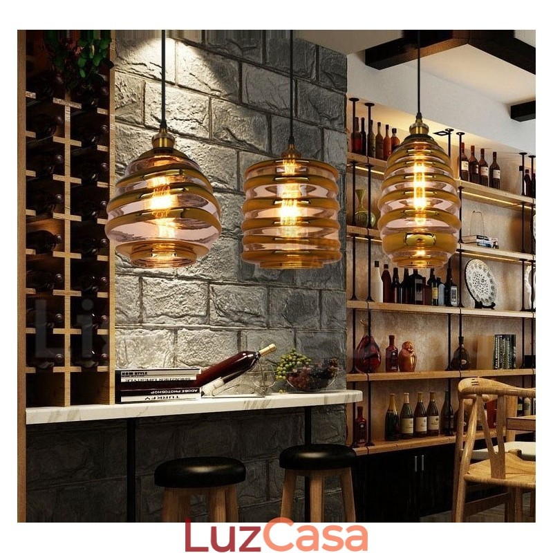 Luminária pendente de vidro europeia Cafe Lounge Luminária pendente