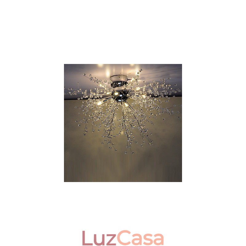 Lustre moderno de cristal globo cromado em metal