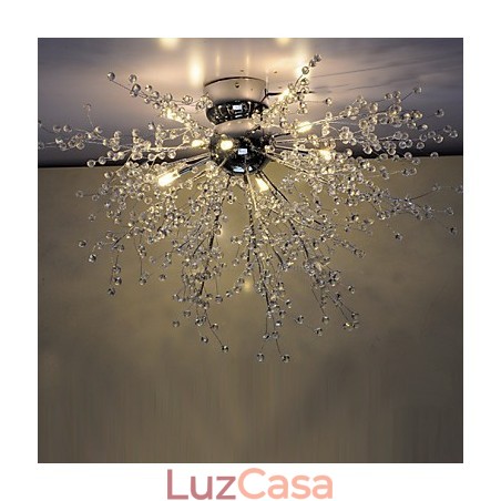 Lustre moderno de cristal globo cromado em metal Lustre moderno de cristal globo cromado em metal