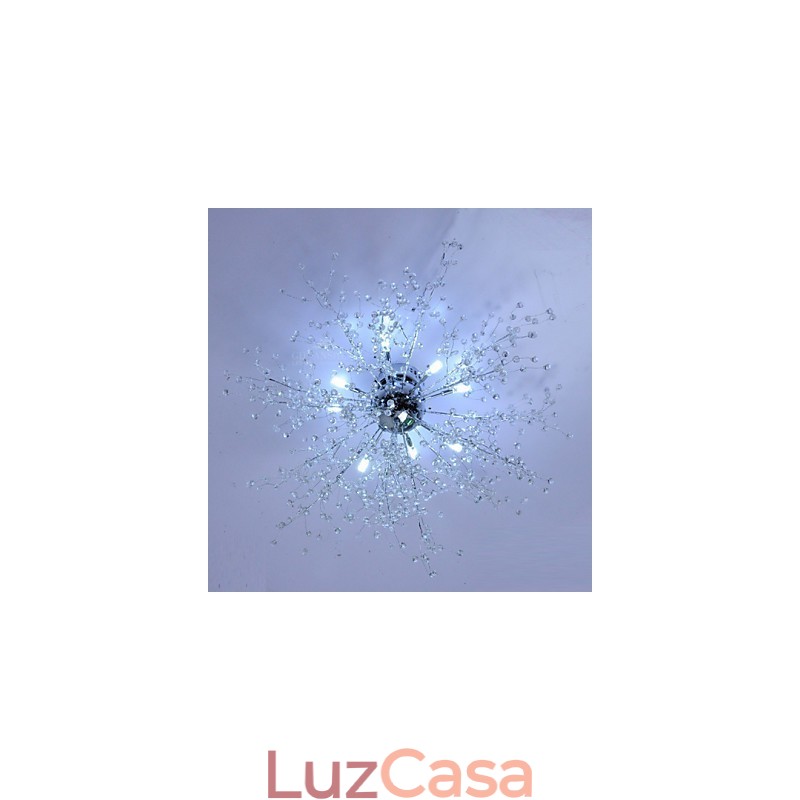 Lustre moderno de cristal globo cromado em metal