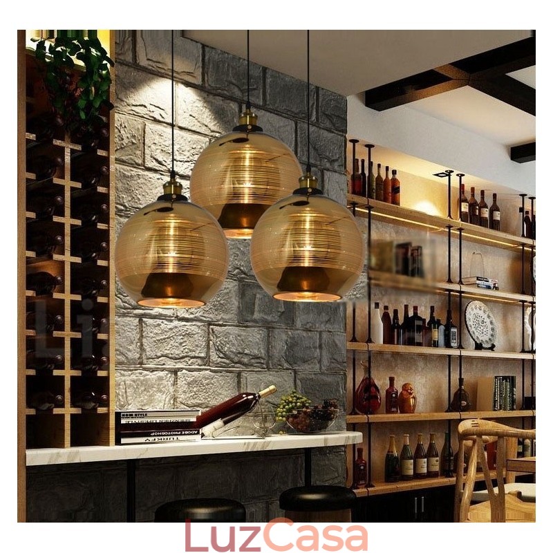 Luminária pendente de vidro europeia para café