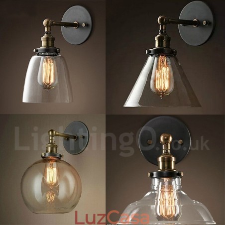 1 luz rústica Lodge quarto luz de parede com cúpula de vidro 1 luz rústica Lodge quarto luz de parede com cúpula de vidro