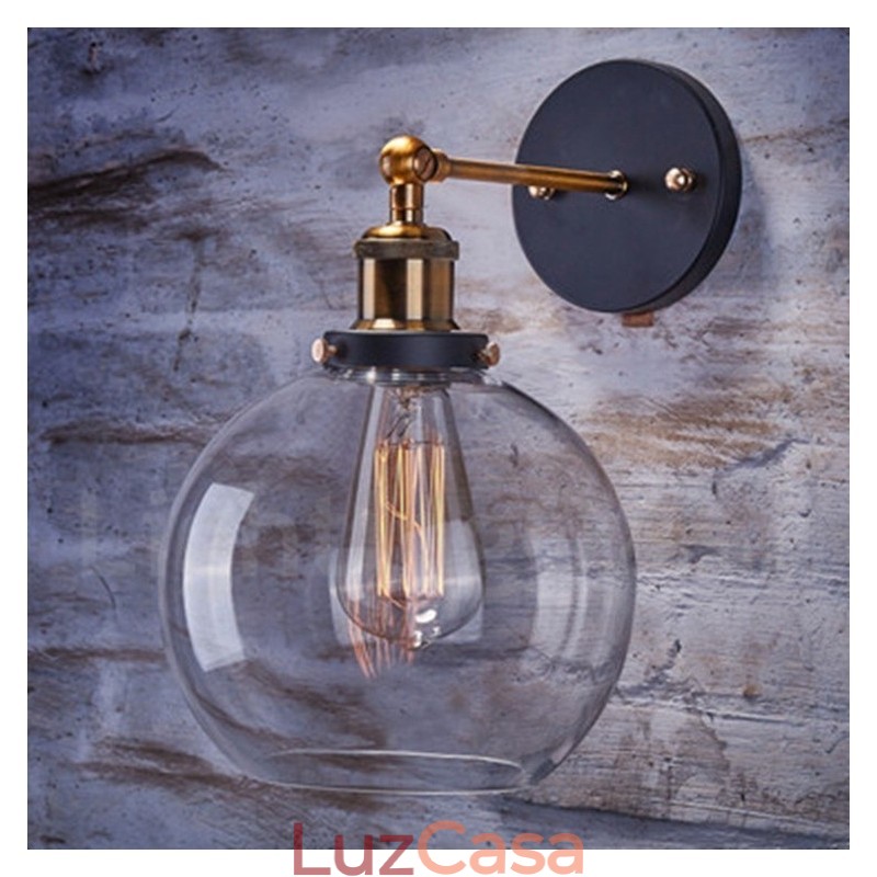 1 luz rústica Lodge quarto luz de parede com cúpula de vidro