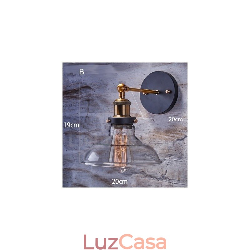 1 luz rústica Lodge quarto luz de parede com cúpula de vidro