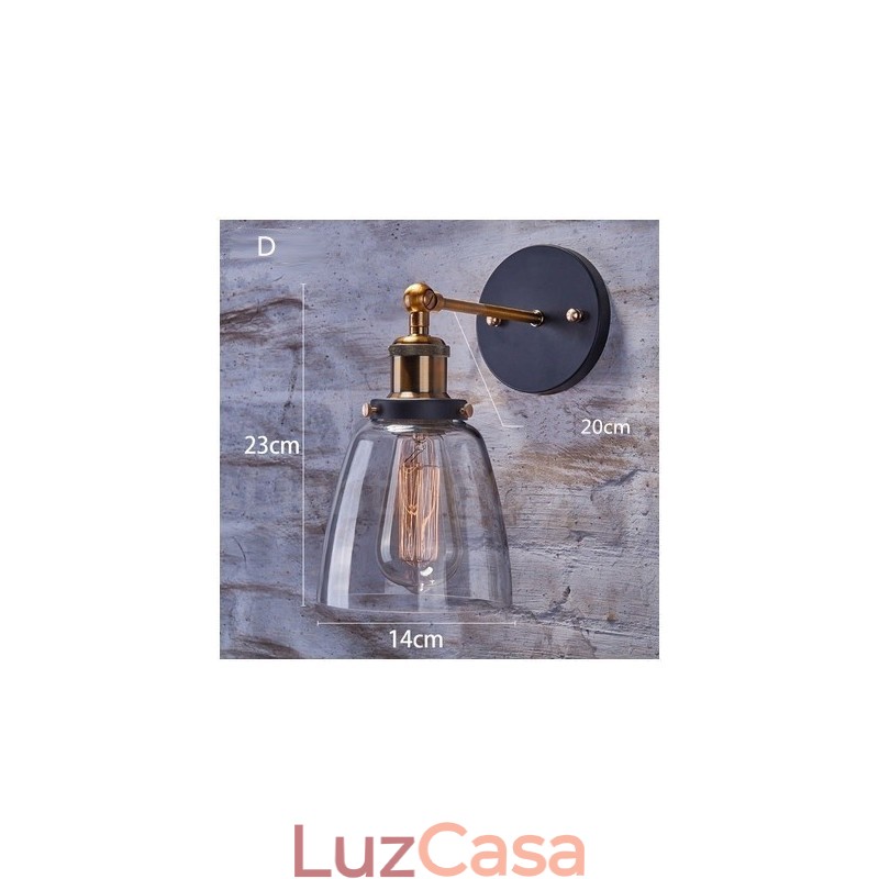 1 luz rústica Lodge quarto luz de parede com cúpula de vidro