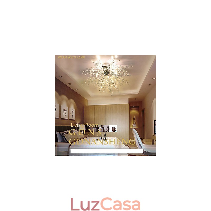 Lustre moderno de cristal globo cromado em metal