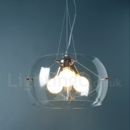 Luminária pendente de vidro contemporânea moderna com 3 luzes