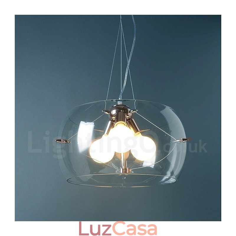 Luminária pendente de vidro contemporânea moderna com 3 luzes
