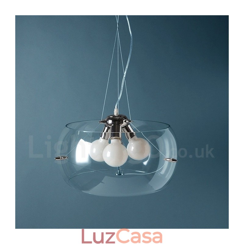 Luminária pendente de vidro contemporânea moderna com 3 luzes