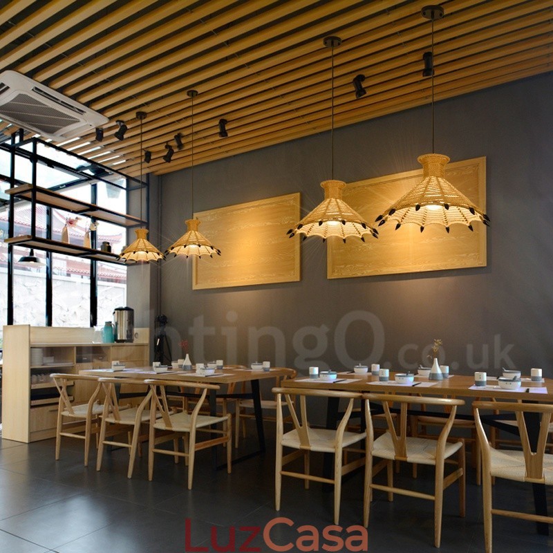 1 luz rústica lodge pingente luz café corda de cânhamo lâmpada pendente