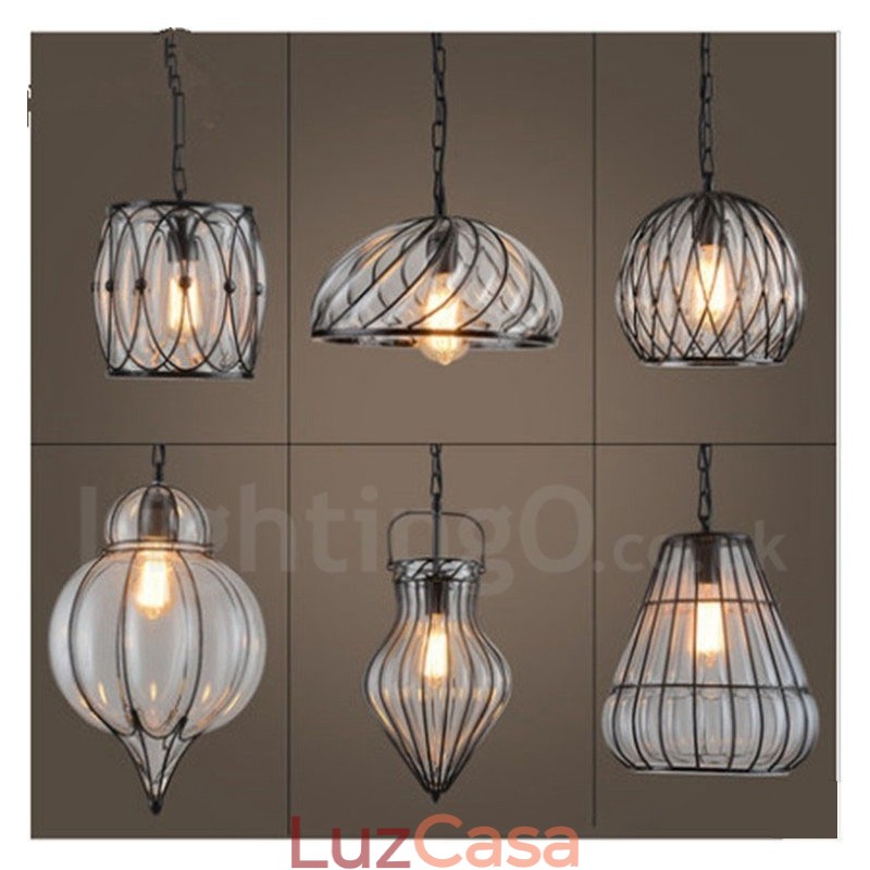 1 luz vintage café vidro pingente luz loft pingente lâmpada