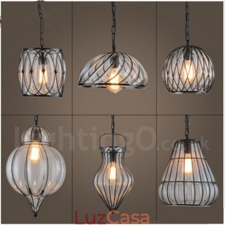 1 luz vintage café vidro pingente luz loft pingente lâmpada