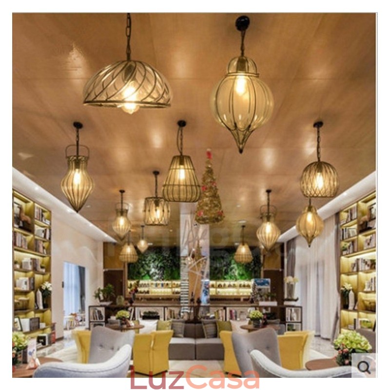 1 luz vintage café vidro pingente luz loft pingente lâmpada