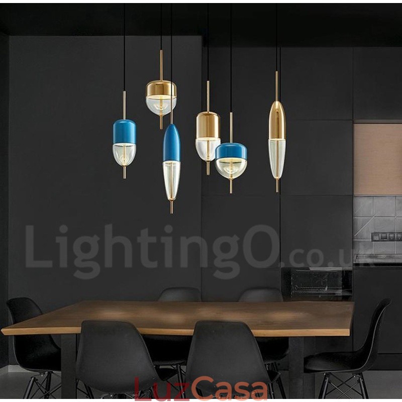 1 Luz Moderna Contemporânea Pendente De Vidro