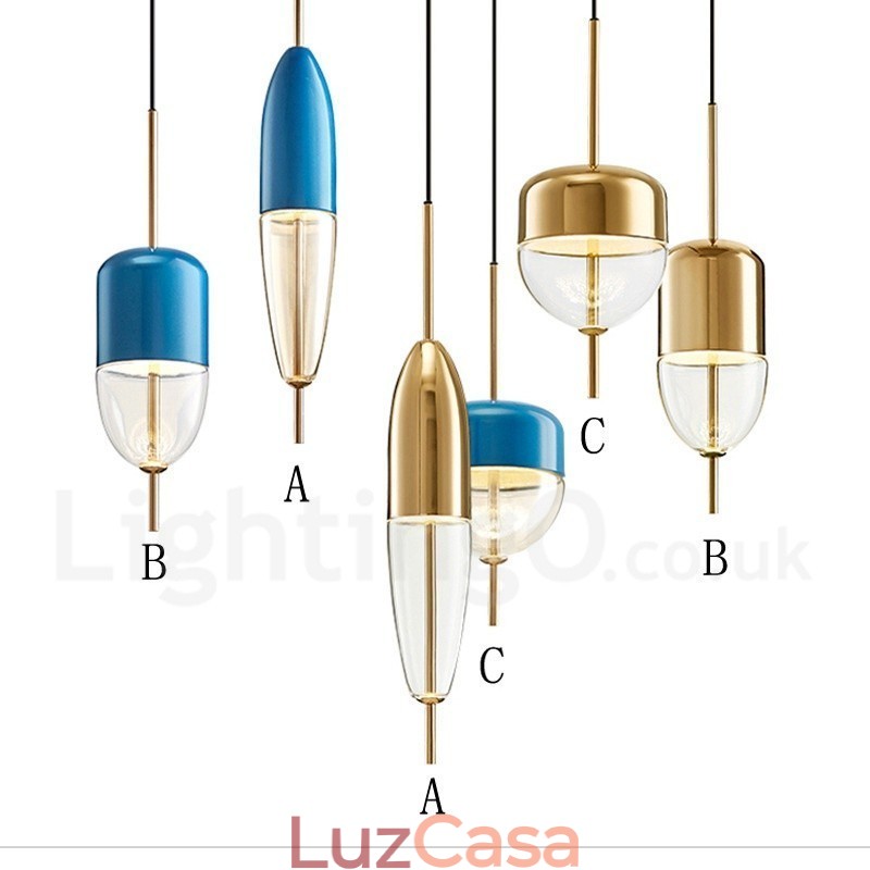 1 Luz Moderna Contemporânea Pendente De Vidro